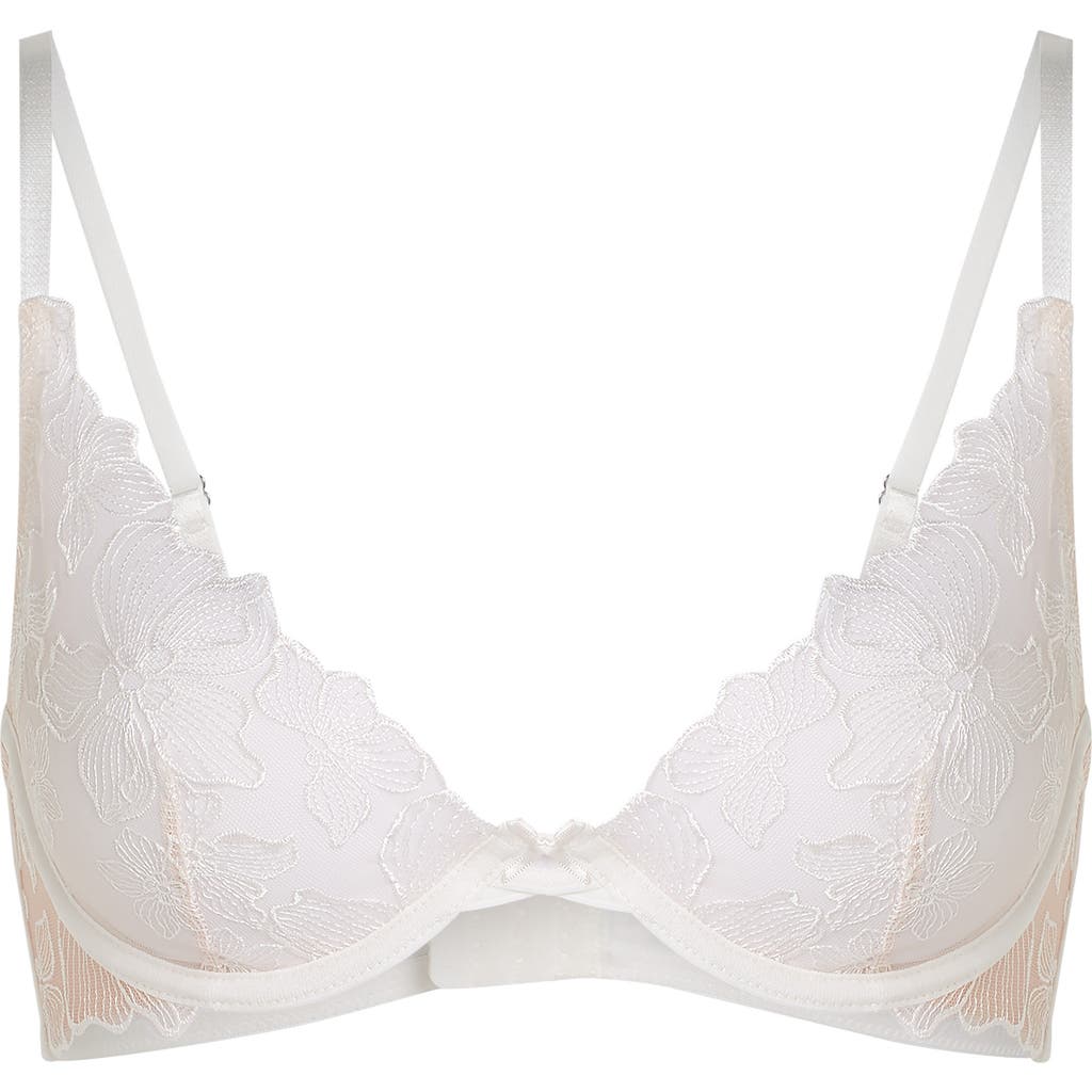 Hunkemoller Hunkemöller Lauren Embroidered Mesh Underwire Bra In Snow White