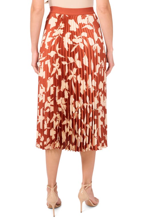 Halogenr Halogen(r) Floral Pleated Satin Skirt In Baked Clay
