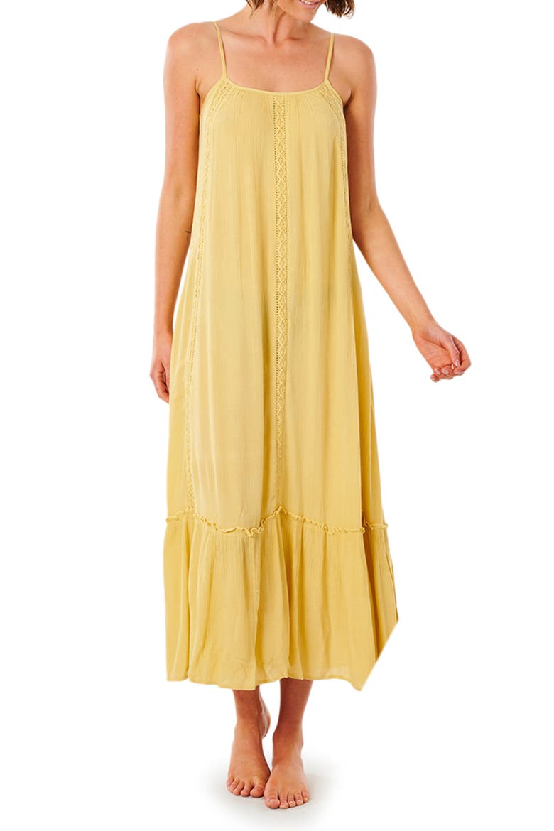 Vista Lace Trim Maxi Dress, Main, color, GOLD