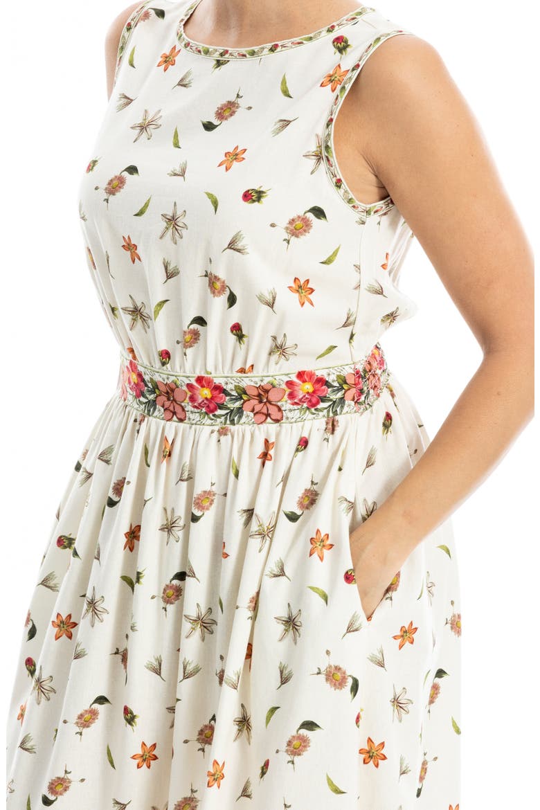 Floral Sleeveless Boat Neck Maxi Dress, Alternate, color, NATURAL/ RED POPPY