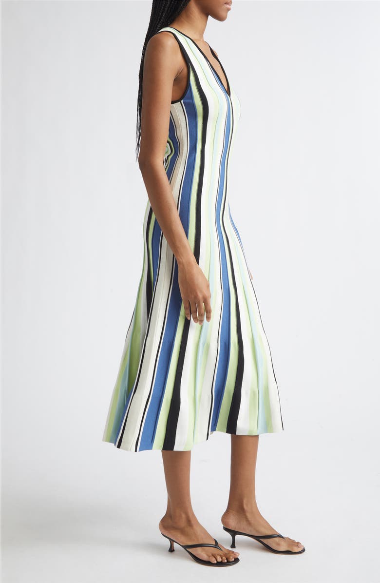 Toccin Fifi Vertical Stripe A-Line Knit Midi Dress, Alternate, color,