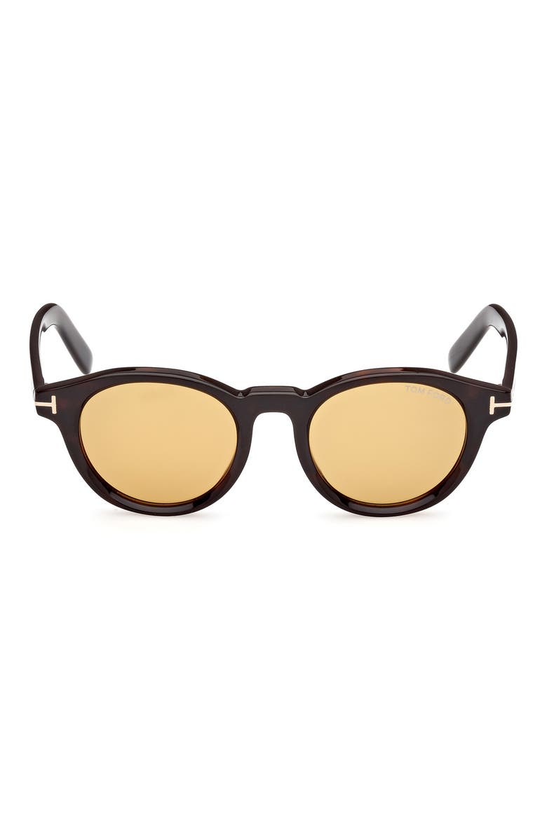 49mm Small Round Sunglasses, Main, color, DARK HAVANA / BROWN