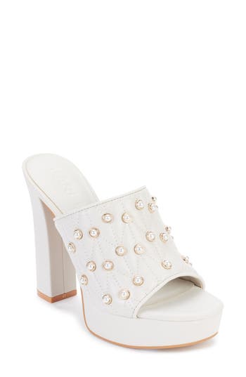 Karl Lagerfeld Aviva Platform Sandal In Soft White