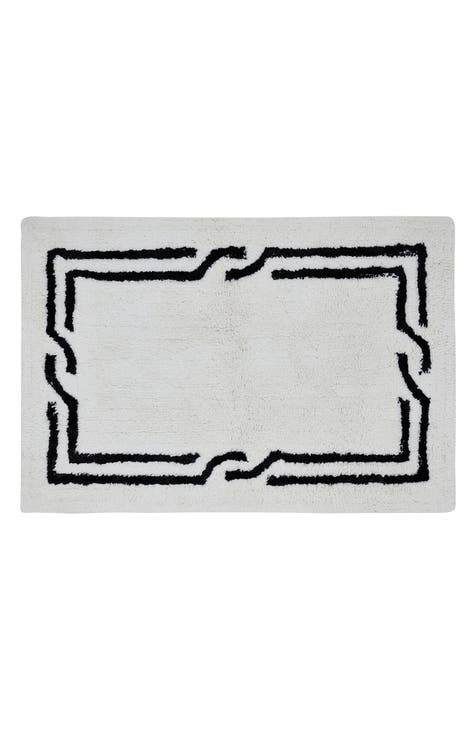 Black & White Border Bath Rug