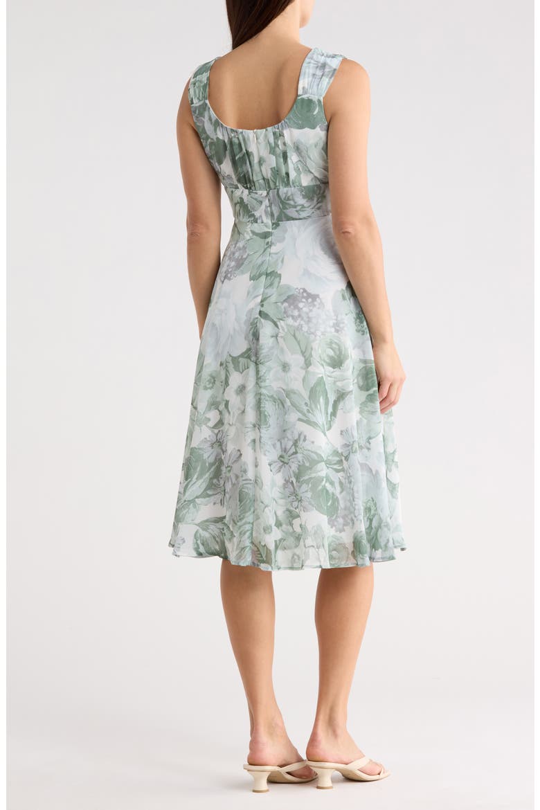 Pleated Chiffon Midi Dress, Alternate, color, WHITE.SAGE