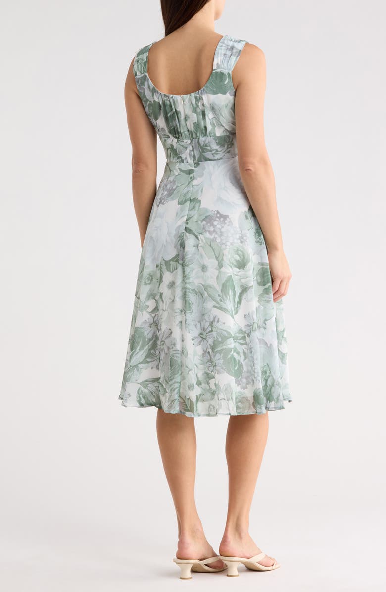 Connected Apparel Pleated Chiffon Midi Dress, Alternate, color, White.sage