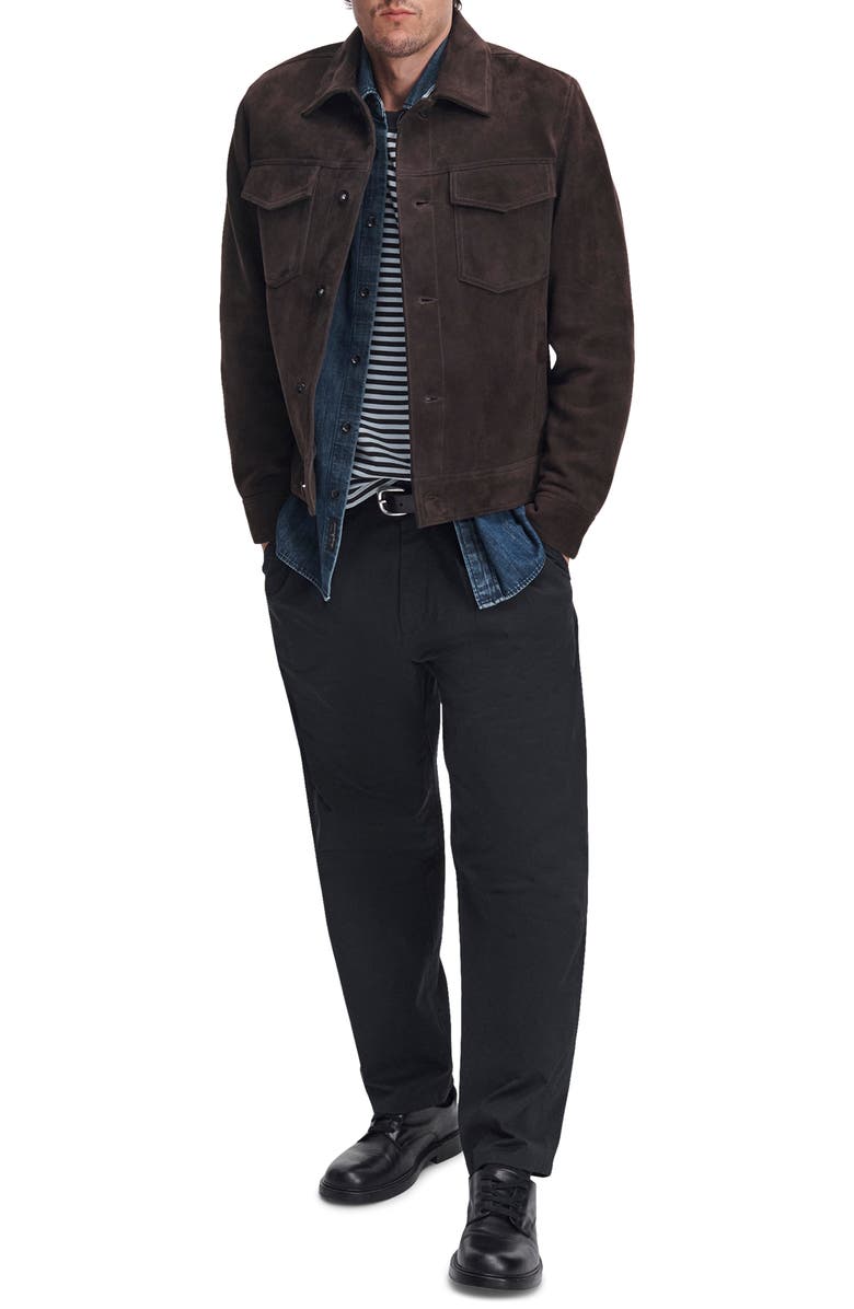 rag & bone Suede Trucker Jacket, Alternate, color, Brown