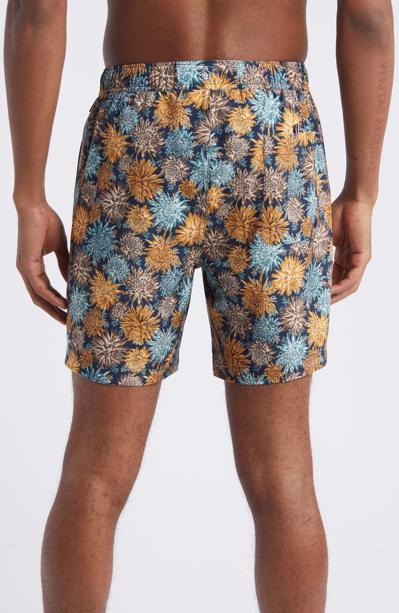 Original Penguin Volley Swim Trunks, Alternate, color, Dark Sapphire