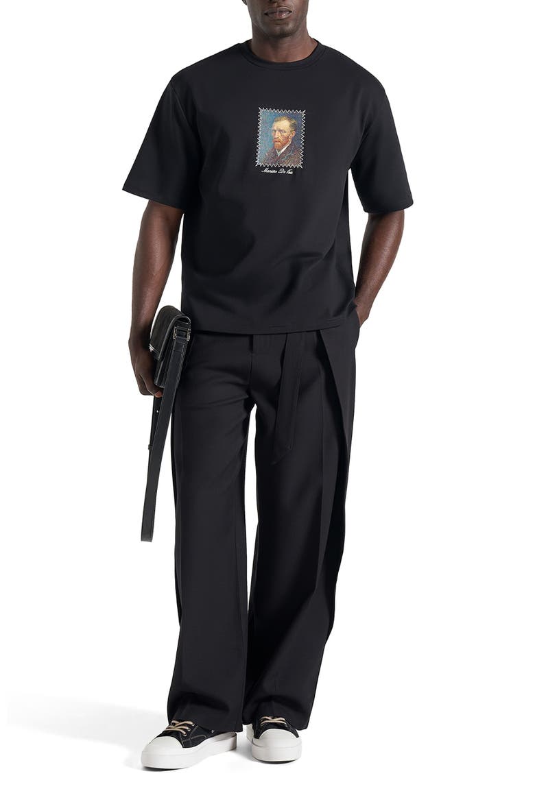 Anders Cafe Terrace At Night Cotton T-Shirt, Main, color, Black