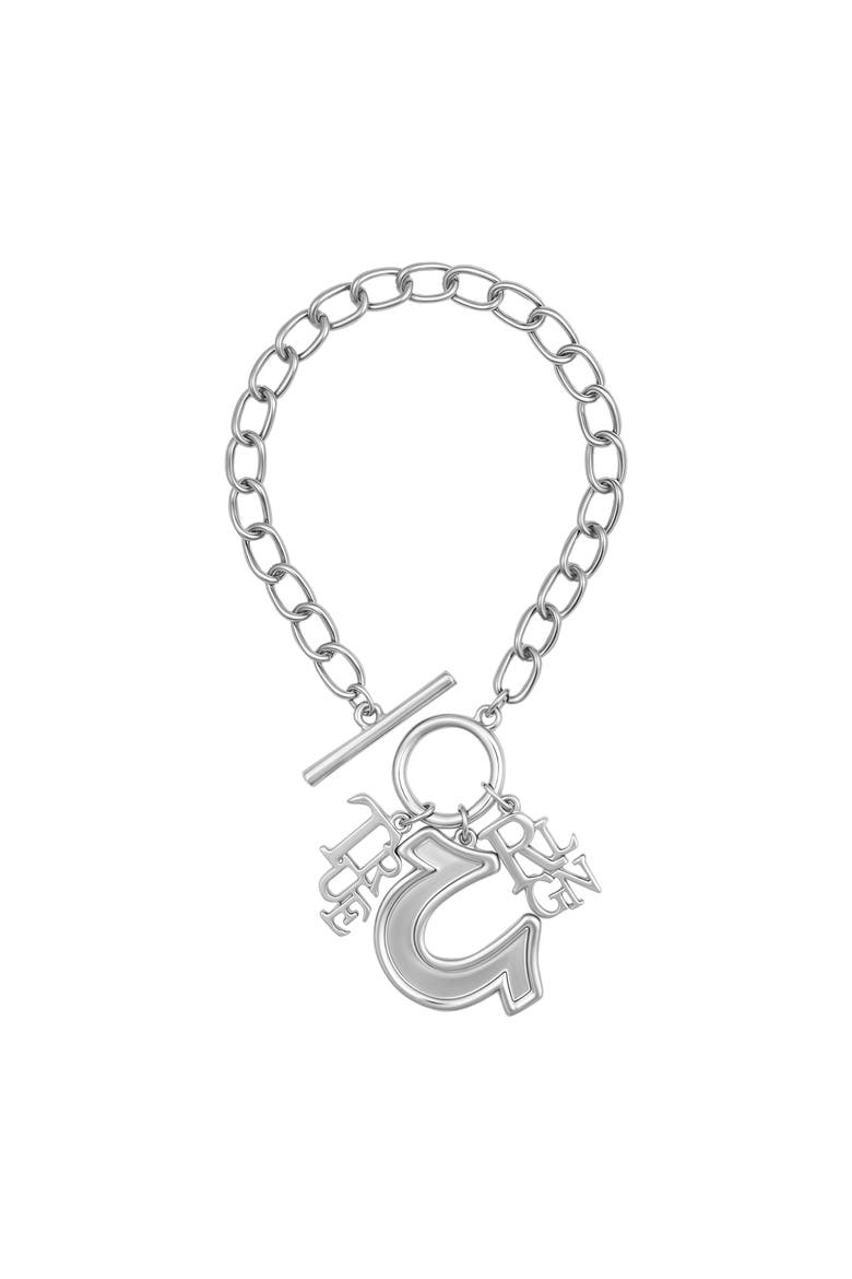 Horseshoe & Logo Charm Bracelet, Alternate, color, Silver Tone