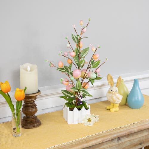 NORTHLIGHT NORTHLIGHT ARTIFICIAL POTTED TWIG TREE WITH EASTER EGGS 