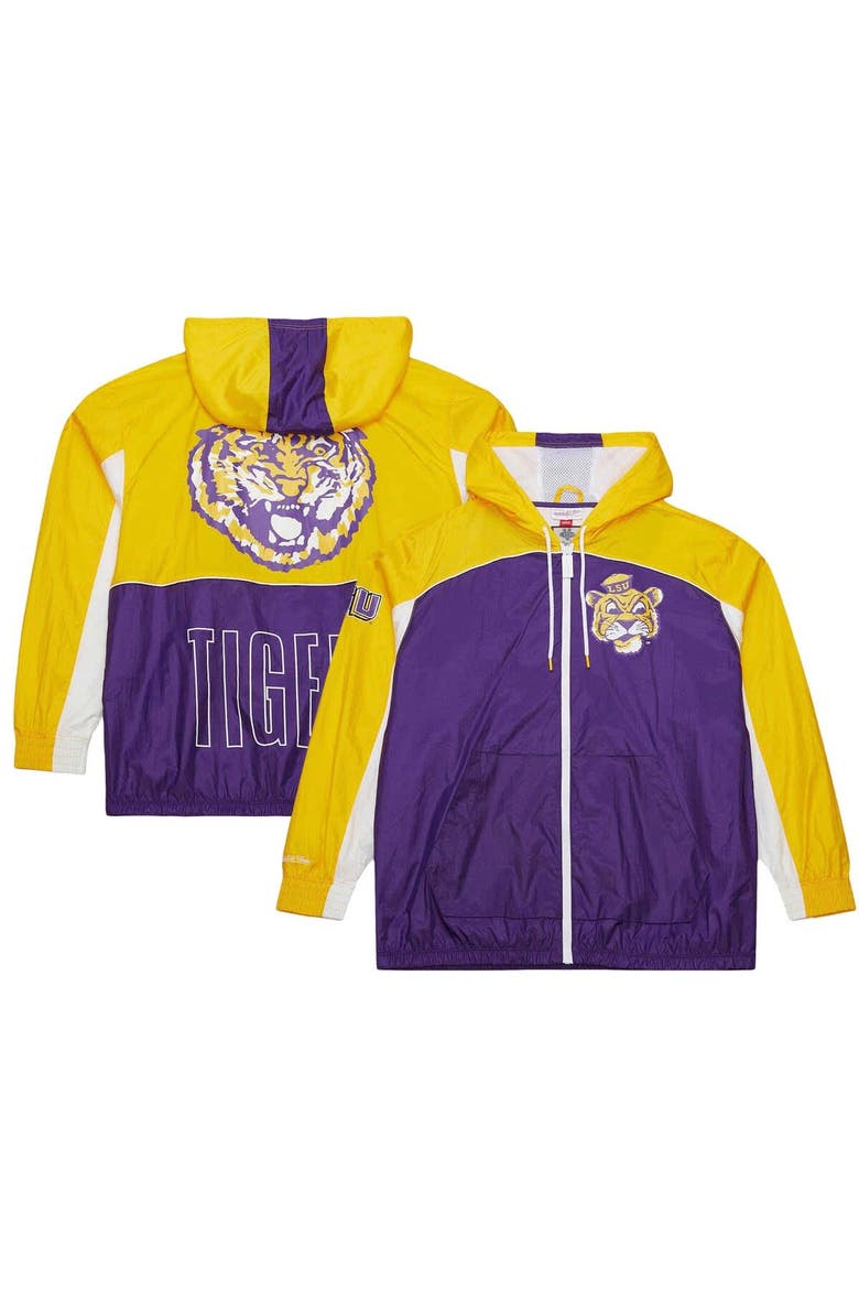 Men's Mitchell & Ness White LSU Tigers Big Shot Premium Full-Zip Windbreaker, Alternate, color, White