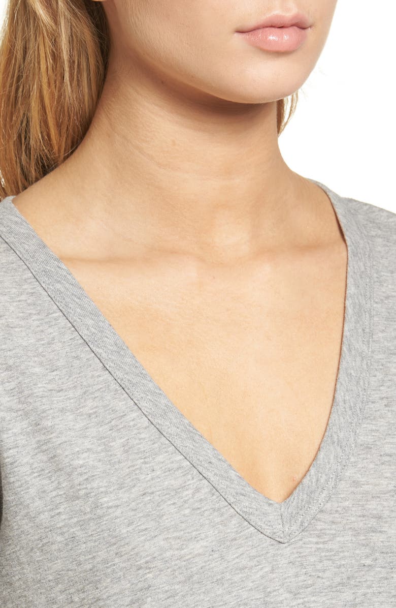 rag & bone The Vee Slub Cotton T-Shirt, Alternate, color, Heather Grey