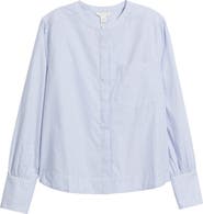 Caslon® Metallic Pinstripe Cotton Blend Button-Up Shirt