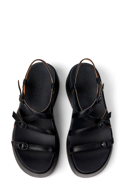 Camper Tasha Ankle Strap Platform Sandal In Black