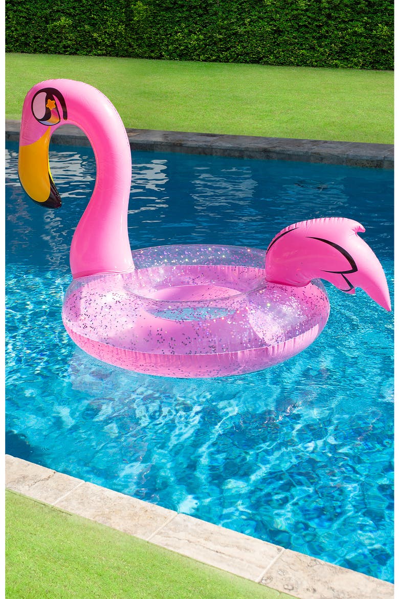 Flamingo Glitter Tube Pool Float, Alternate, color, PINK