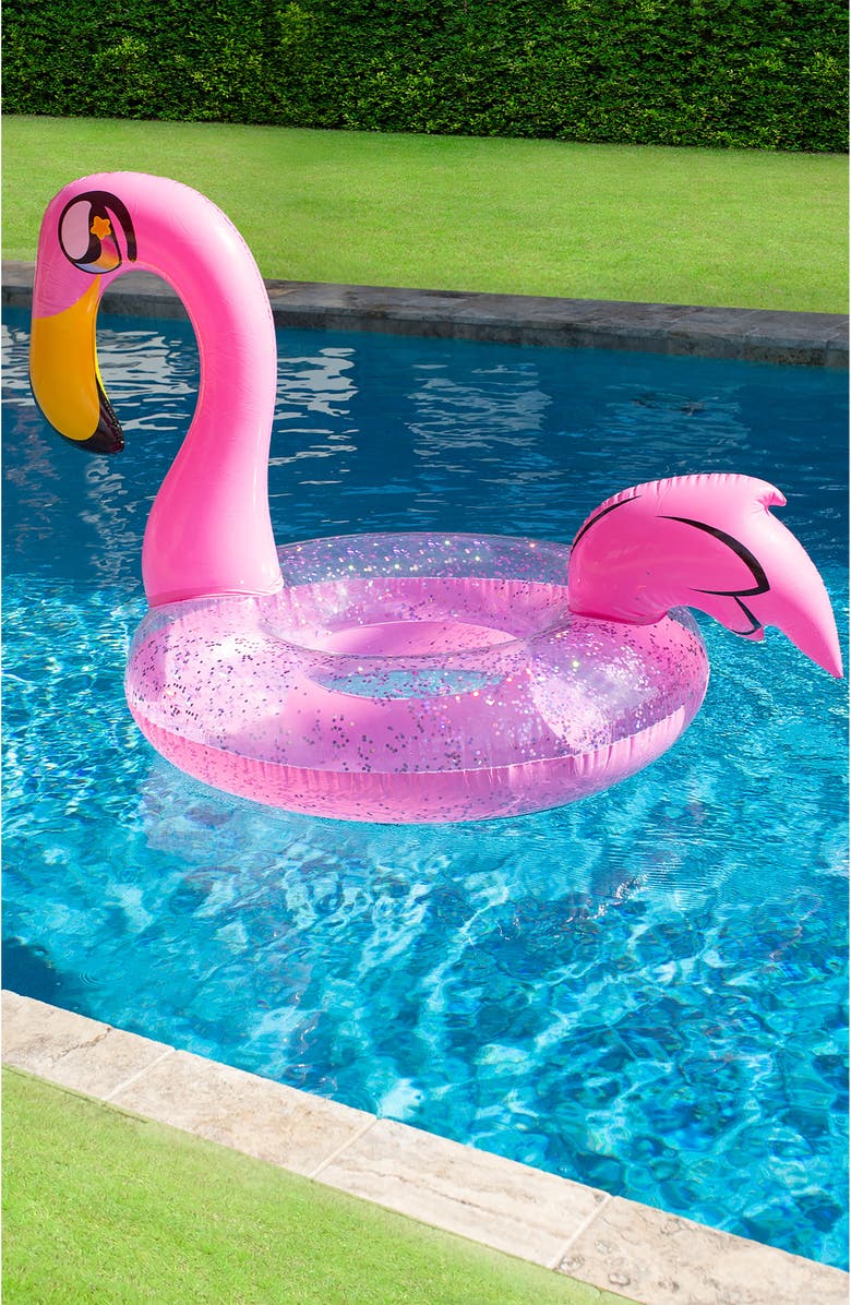 POOLCANDY Flamingo Glitter Tube Pool Float, Alternate, color, Pink
