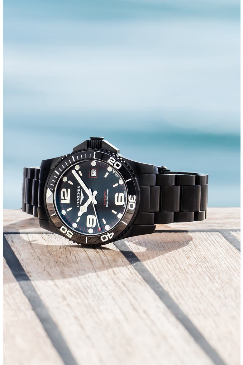 HydroConquest Automatic Bracelet Watch, Alternate, color, BLACK