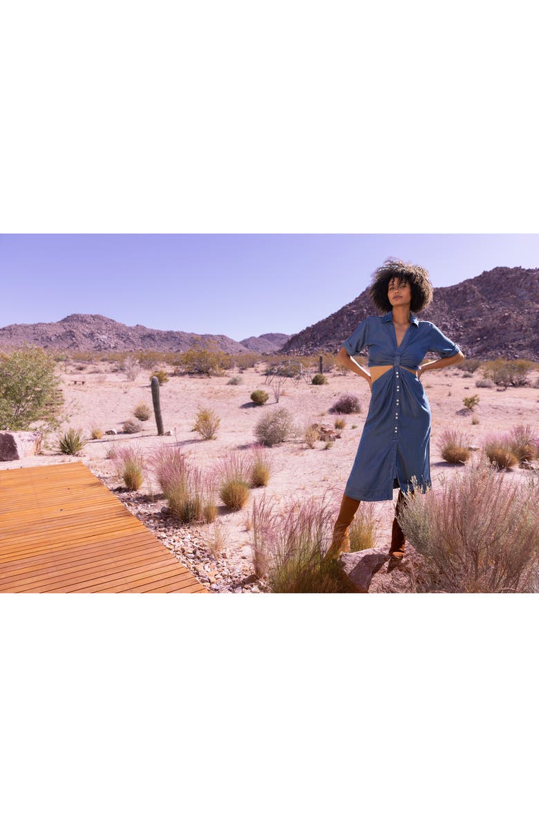 TravisMathew Old Havana Cutout Button-Up Midi Dress, Alternate, color, Copen Blue