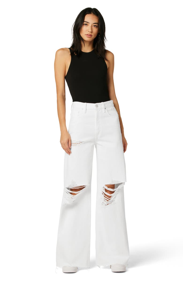 Hudson Jeans James Ripped High Waist Raw Hem Wide Leg Jeans, Alternate, color, 