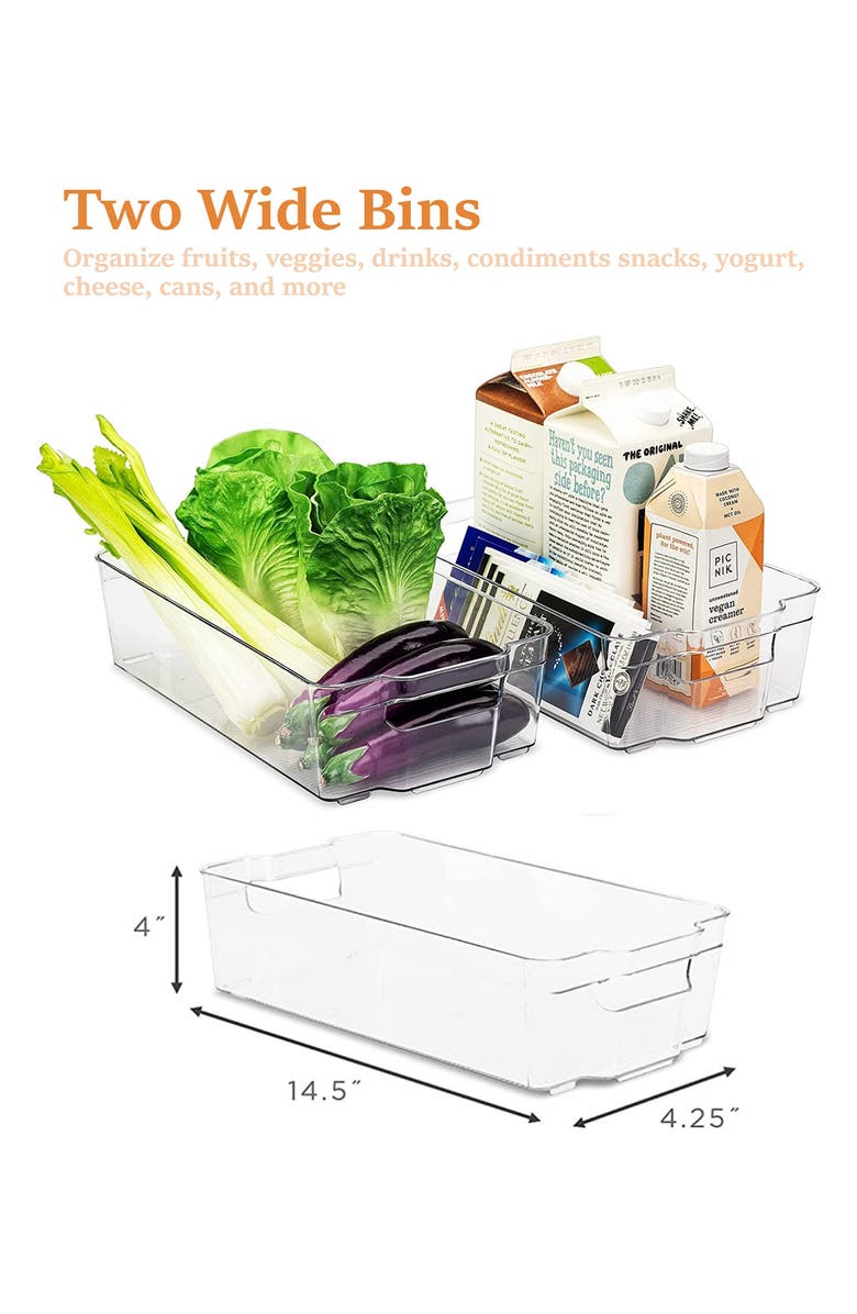 SORBUS Set of 4 Clear Organizer Fridge Bins, Alternate, color, Clear