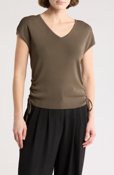 V-Neck Cap Sleeve Side Tie Top
