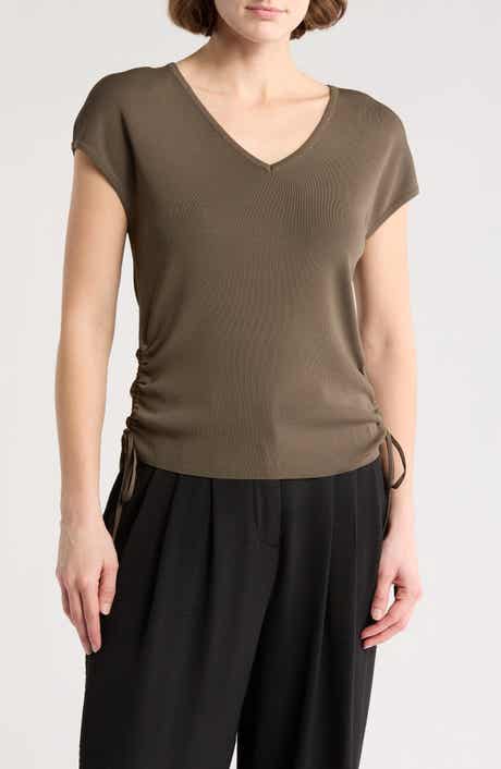 Adrianna Papell V-Neck Cap Sleeve Side Tie Top