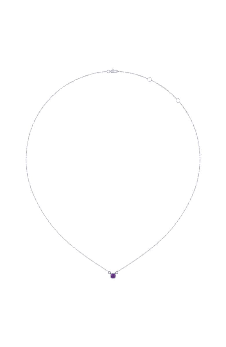 LuvMyJewelry Cushion Cut Amethyst & Diamond 14K Gold Birthstone Necklace, Alternate, color,