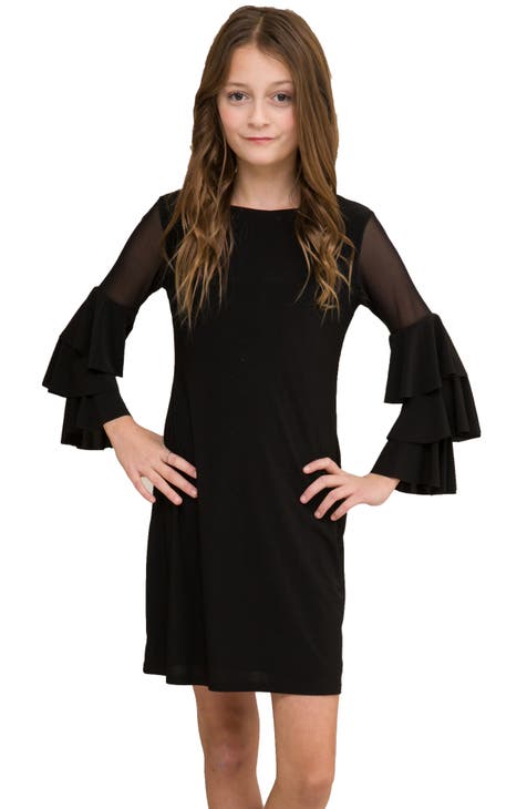 Long sleeve black dress kids hotsell