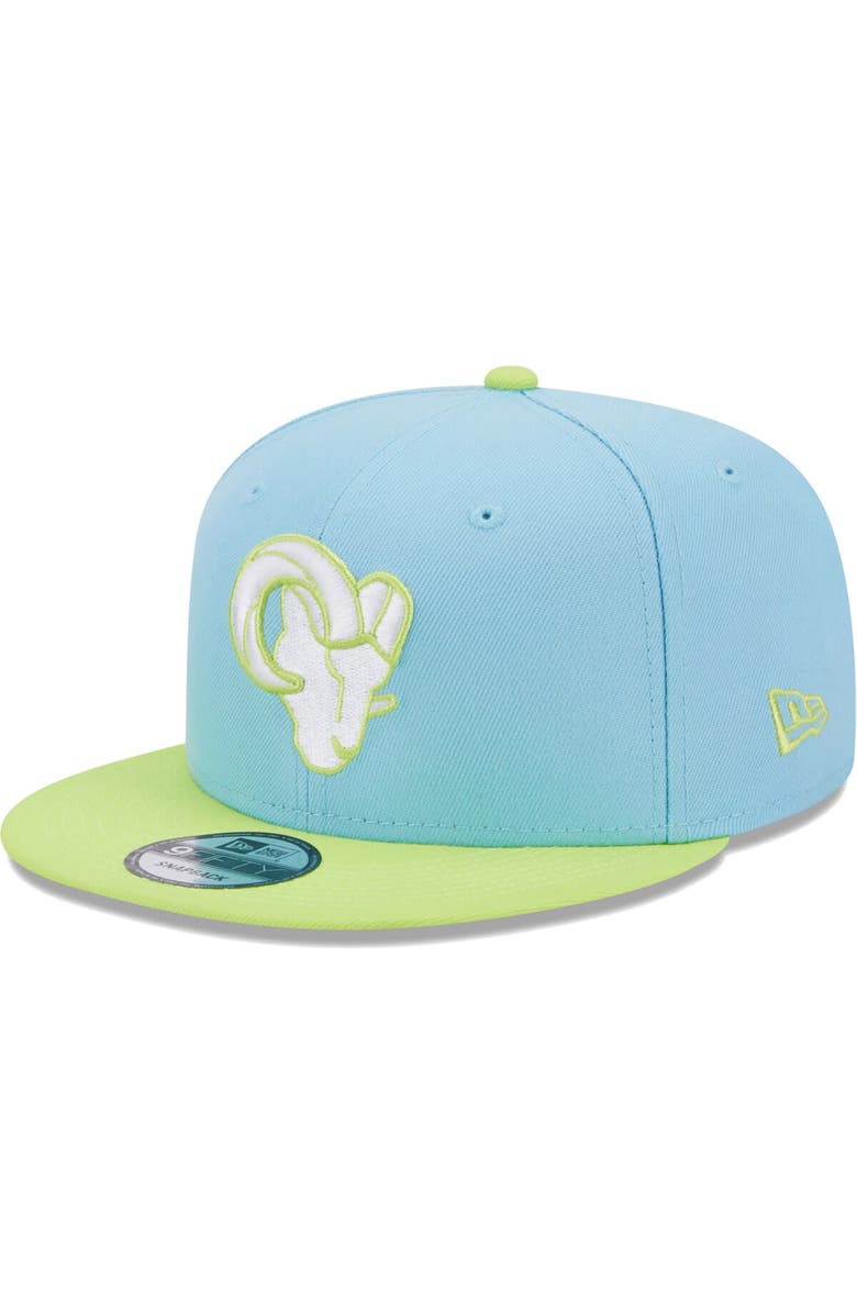 New Era Men's New Era Light Blue/Neon Green Los Angeles Rams Two-Tone Color Pack 9FIFTY Snapback Hat, Main, color, Light Blue