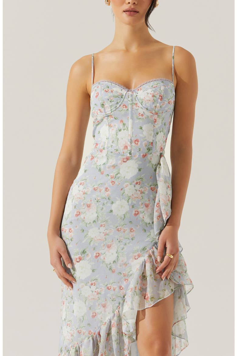 Brisbane Floral Print Asymmetric Dress, Alternate, color, LIGHT BLUE FLORAL
