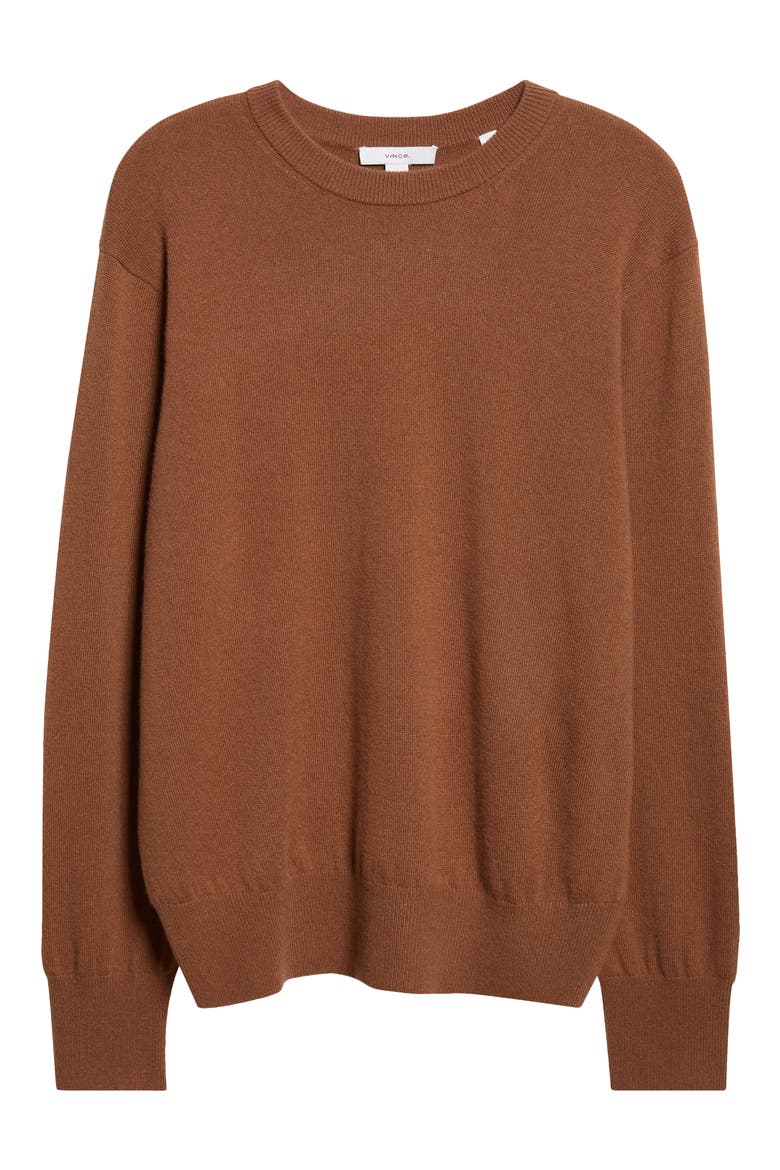 Crewneck Cashmere Sweater, Alternate, color, COGNAC