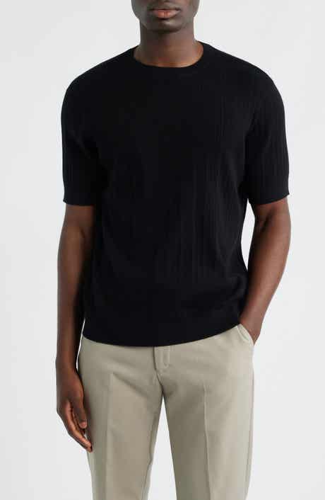 Short Sleeve Cotton & Cashmere Rib Sweater
