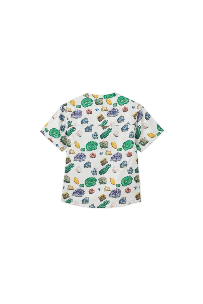 Vild Lab No.12 - Earth Rocks!, Organic Cotton Band Collar Woven Shirt, Alternate, color, Green