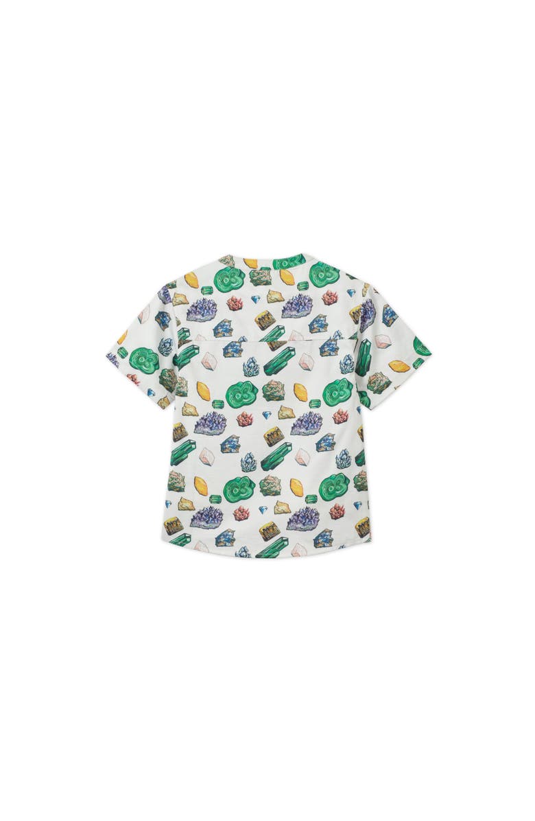 Vild House of Little Vild Lab No.12 - Earth Rocks!, Organic Cotton Band Collar Woven Shirt, Alternate, color, Green