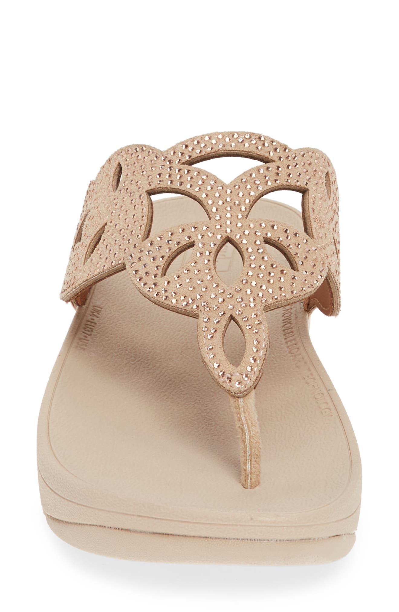 Elora Crystal Flip Flop, Alternate, color, ROSE GOLD LEATHER