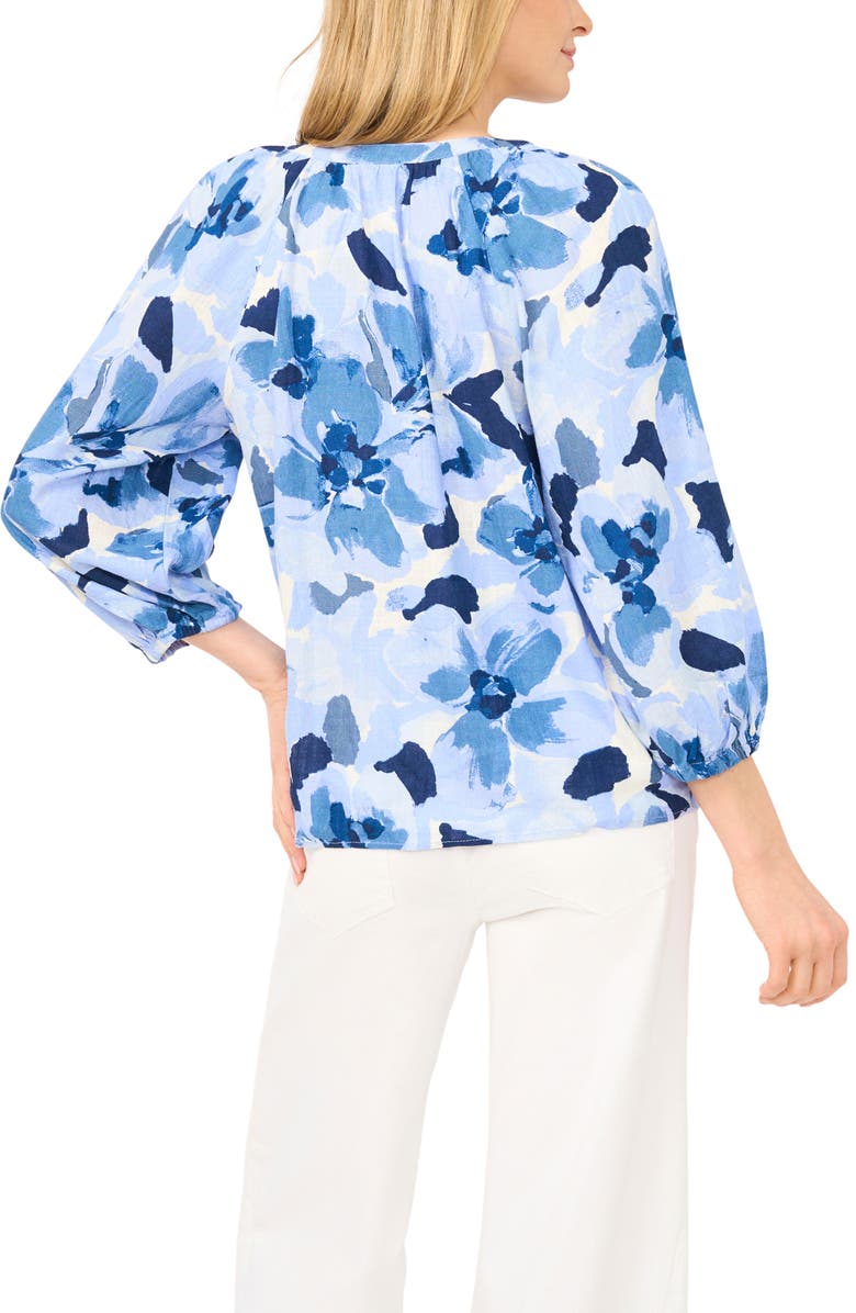 Halogen<sup>®</sup> Floral Raglan Balloon Sleeve Button-Up Top, Alternate, color, Moonlight Blue
