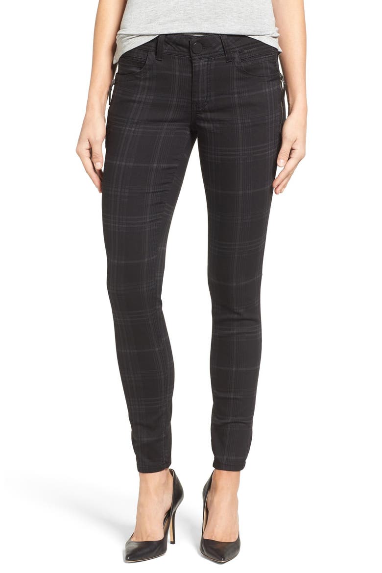 Plaid Stretch Skinny Jeans (Nordstrom Exclusive), Main, color, BLACK