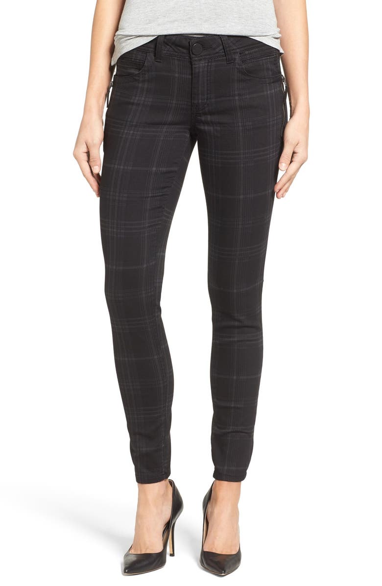Wit & Wisdom Plaid Stretch Skinny Jeans, Main, color, 