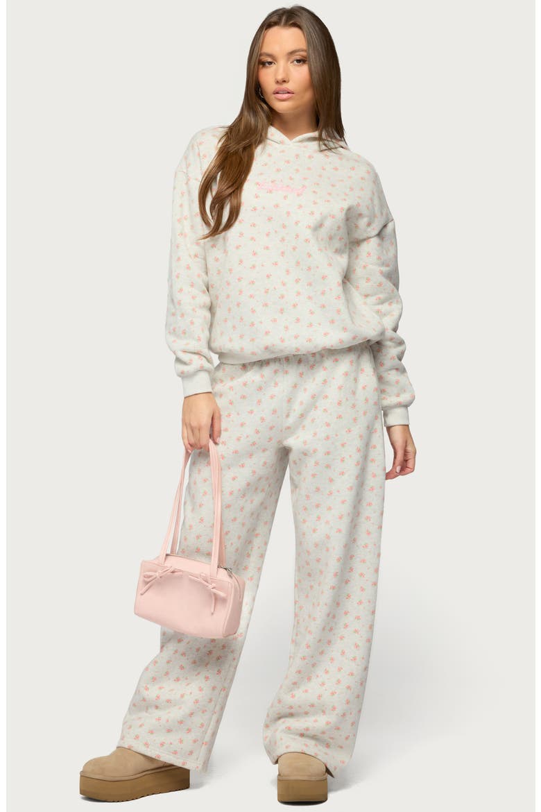 Flower Power Wide Leg Sweatpants, Alternate, color, LIGHT-GRAY-MELANGE