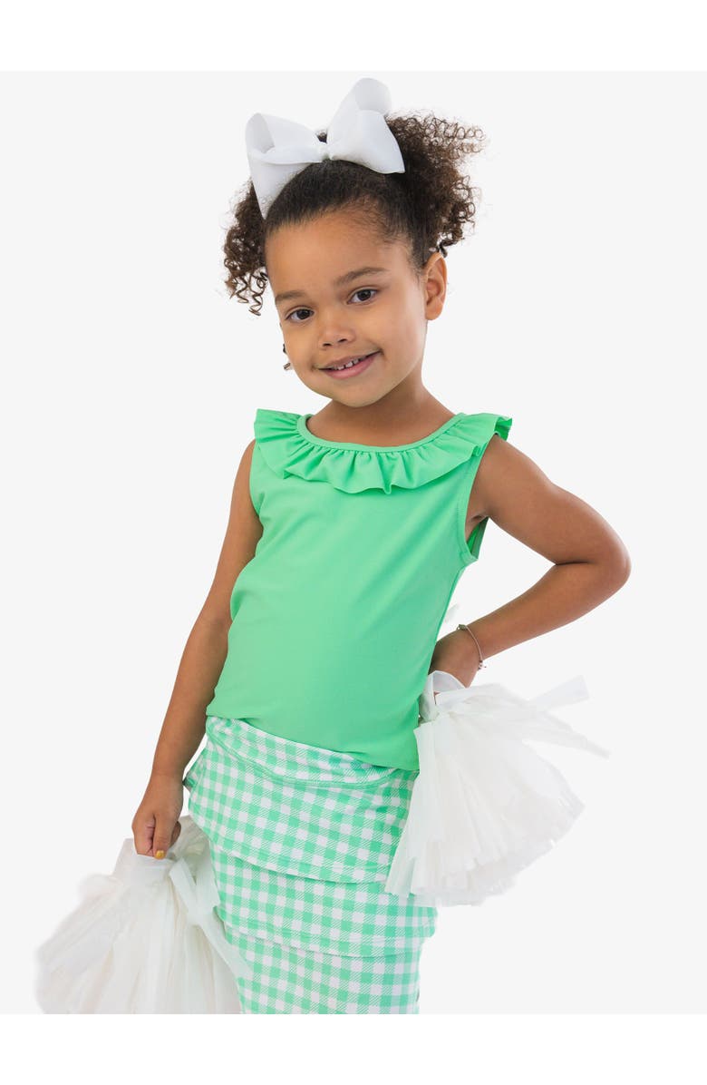 RuffleButts Girls Active Ruffle Tank Top, Alternate, color, Spring Green