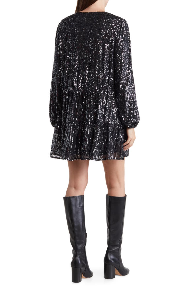CODEXMODE Sequin Long Sleeve Babydoll Dress, Alternate, color, 