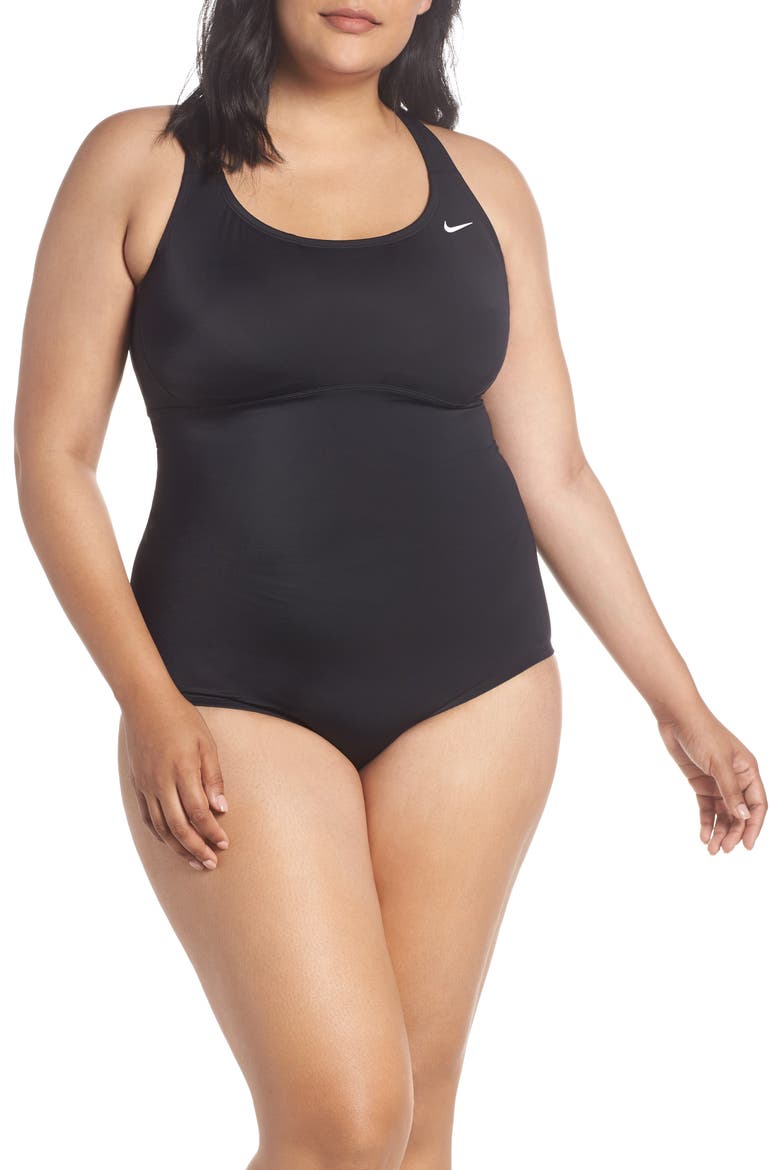One-Piece Racerback Swimsuit, Main, color, BLACK
