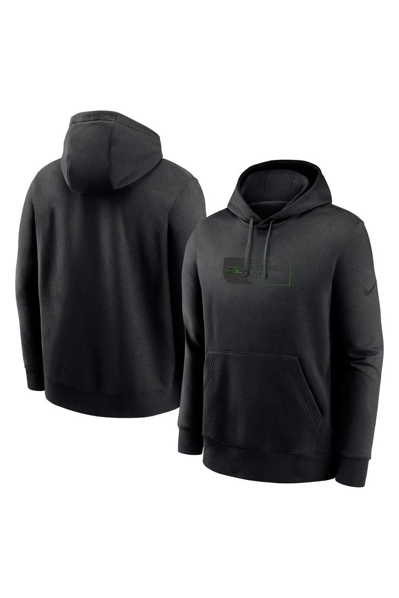 Men's Nike Black Seattle Seahawks Edge French Terry Club Pullover Hoodie, Main, color, Black