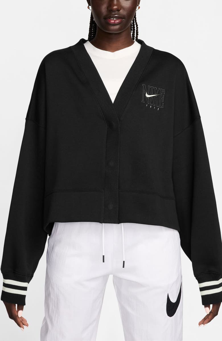 Nike Sportswear Phoenix Embroidered Oversize Fleece Cardigan, Main, color,