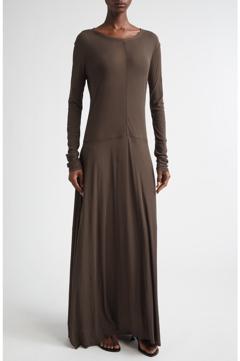 Veil Long Sleeve Cotton Knit Dress, Main, color, SHALE