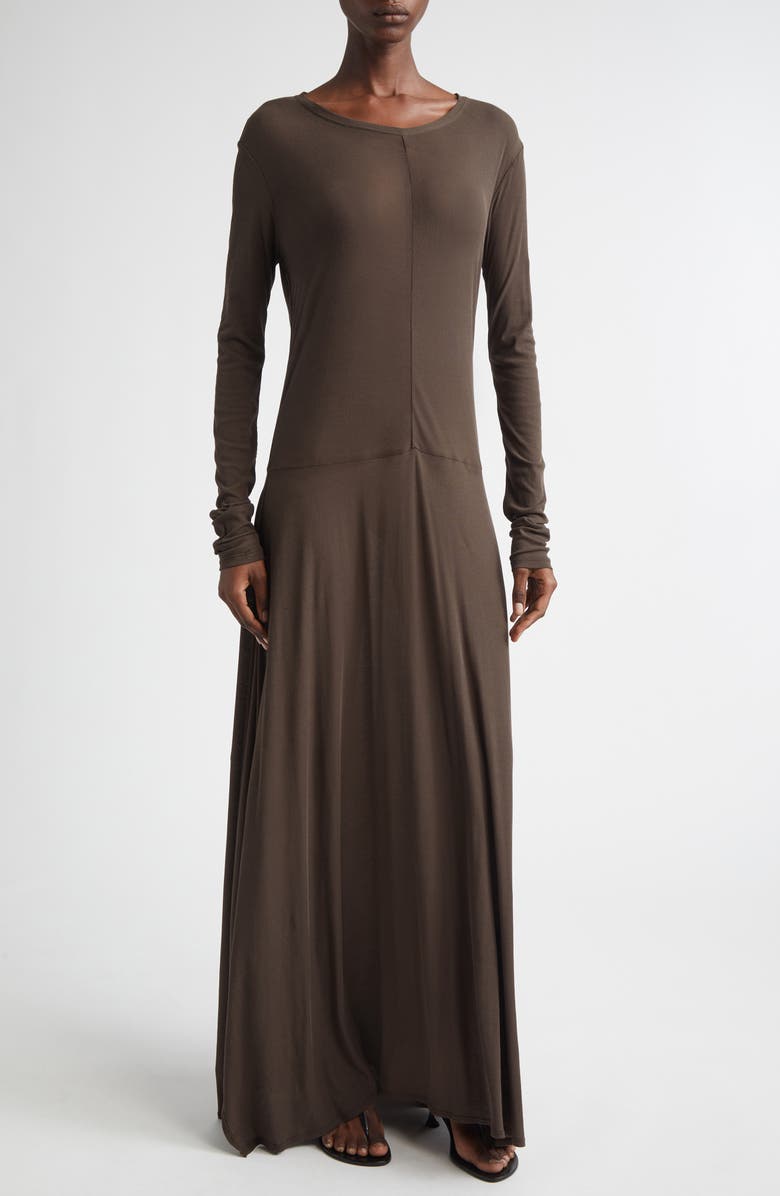 Diotima Veil Long Sleeve Cotton Knit Dress, Main, color, Shale