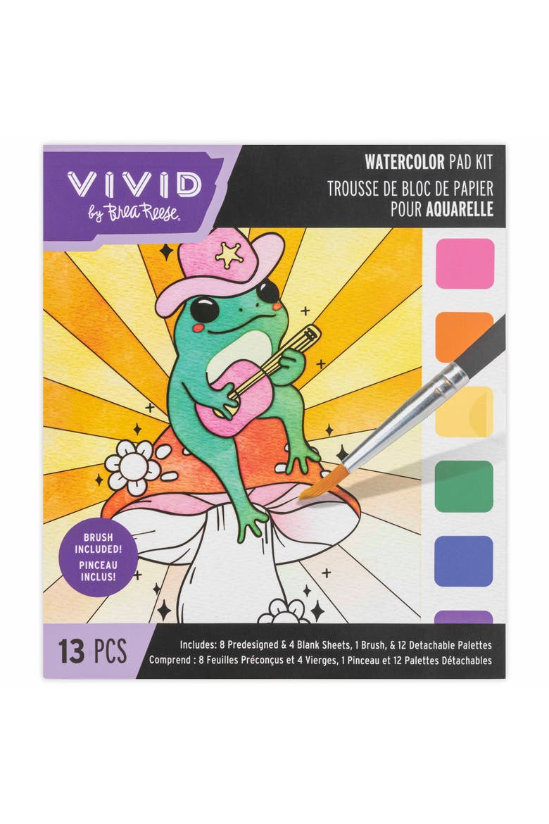 Watercolor Pad Kit, Western, 8 Frog & Cowgirl Designs, Main, color, Multicolored