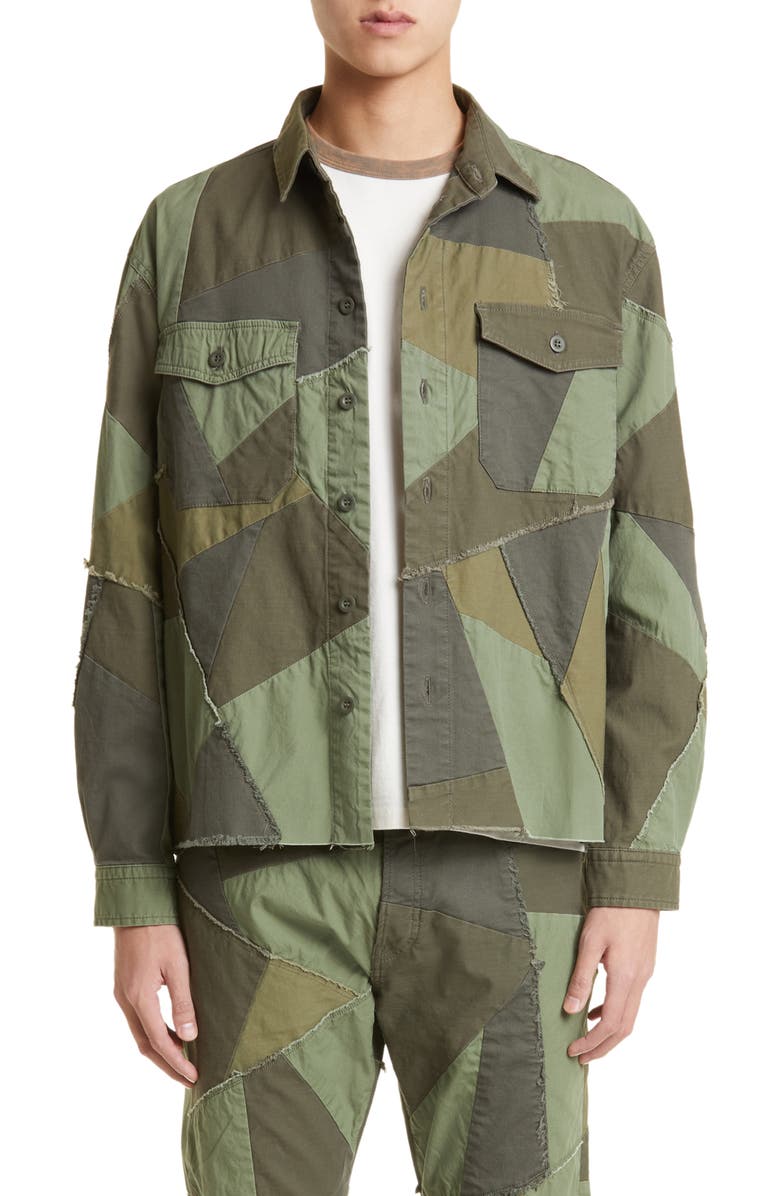 John Elliott Patchwork Military Shirt Jacket, Main, color,