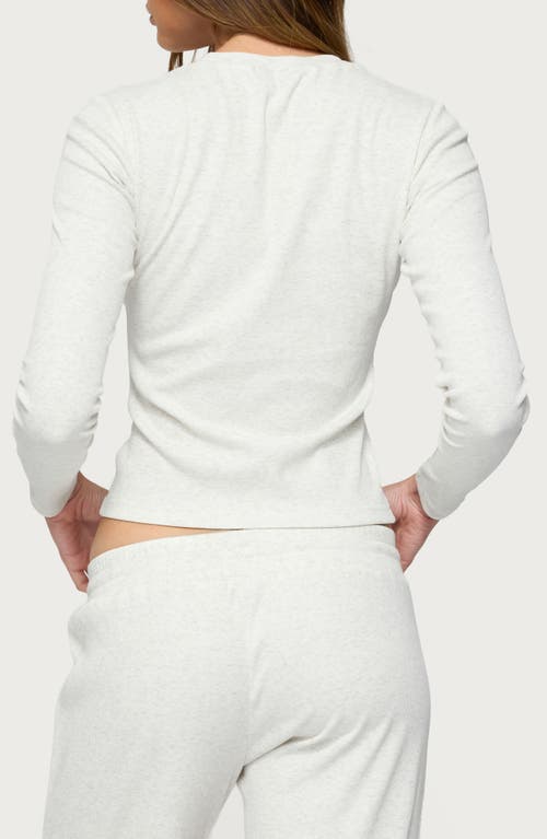 Edikted Cicilia Ribbed Long Sleeve T-shirt In Gray
